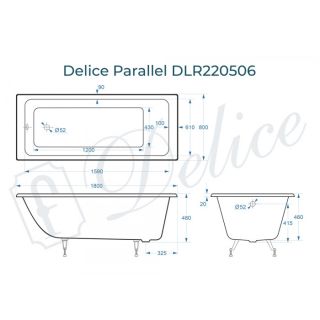 Ванна чугунная Delice Parallel DLR 220506 180x80см белый